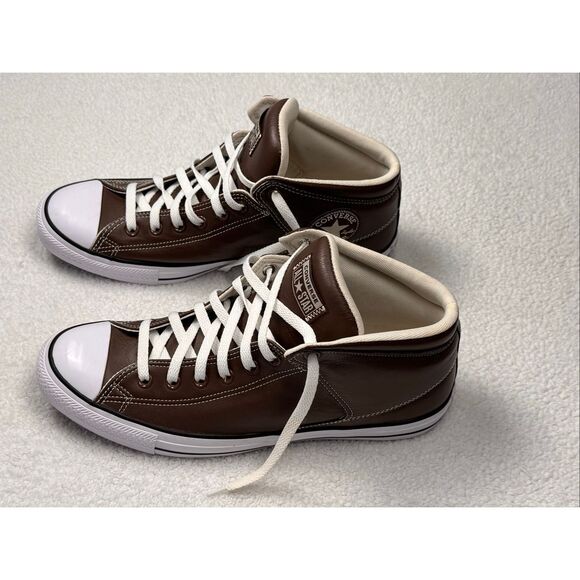 Converse Chuck Taylor All Star High Top Sneakers 167463C Brown Leather Mens Size